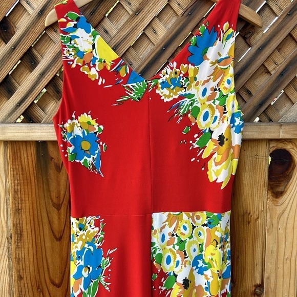 Lauren Ralph Lauren A Line Long Floral Jersey Sleeveless Maxi Dress Sz 10 - Picture 8 of 8